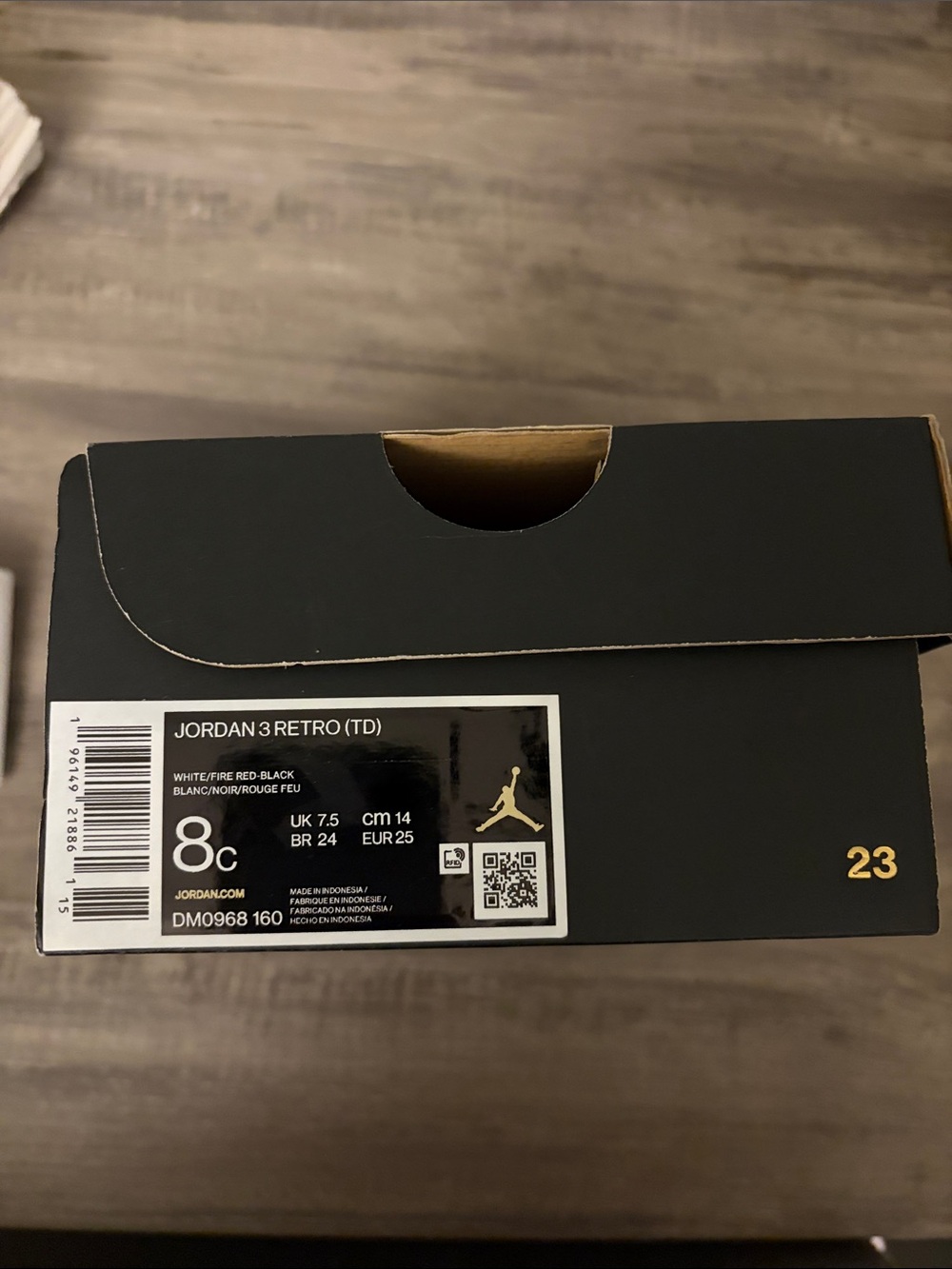 Jordan Kids' Sneakers Box with White, Red, and Black Label